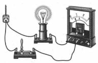 Амперметр включён в электрическую цепь