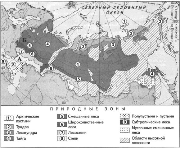 Карта России с природными зонами