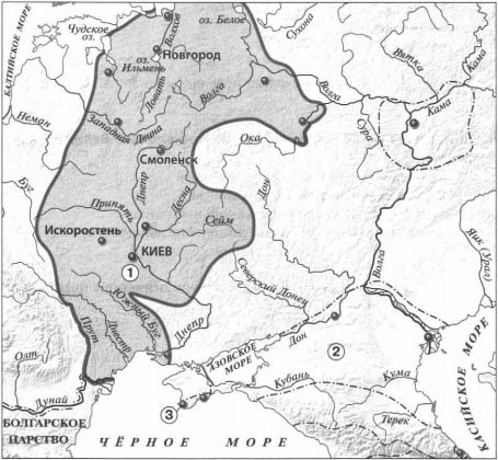 Карта Восточные славяне и их соседи в IV-IX вв. 1 вариант